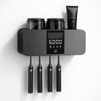 UV Sterilisator für Zahnbürsten von DentalHealthLabs in Schwarz mit 4 Slots Seitliche perspektive