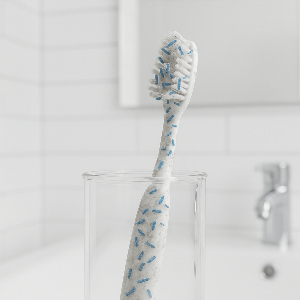 Zahnbürste offen und voller Bakterien